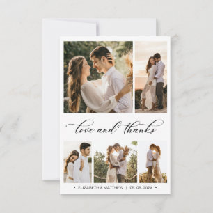 Carte De Remerciements Love and Thanks Calligraphy Photo Collage Mariage