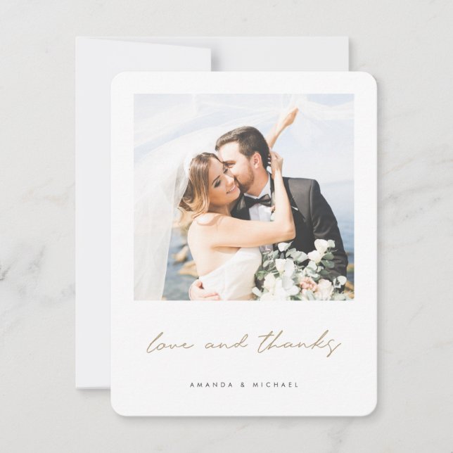 Carte De Remerciements Love and Thanks Gold Mariage Photo (Devant)