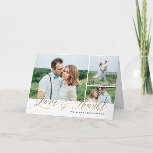 Carte De Remerciements Love and Thanks Gold Script Mariage photo