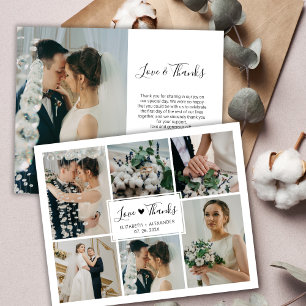 Carte De Remerciements Love and Thanks Heart 6 Photo Collage Mariage