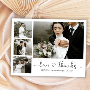 Carte De Remerciements Love and Thanks Heart Mariage Photo Collage