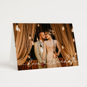 Carte De Remerciements Love and Thanks Modern Personalized Wedding Photo