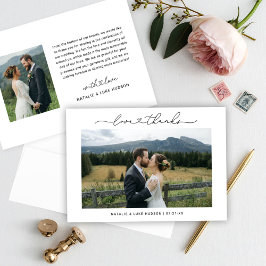 Carte De Remerciements Love and Thanks Modern Personalized Wedding Photo