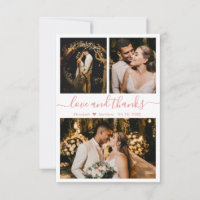 Love and Thanks Rose Gold Script Mariage Photo