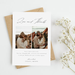 Carte De Remerciements Love and Thanks Script 6 Photo Collage Mariage