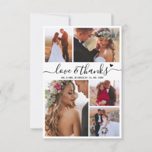 Carte De Remerciements Love and Thanks Script Photo Collage Coeur Mariage