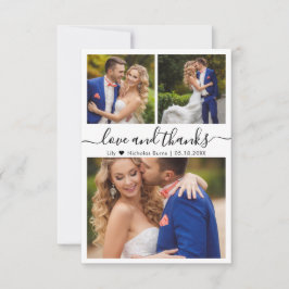 Carte De Remerciements Love and Thanks Script Photo Heart Mariage