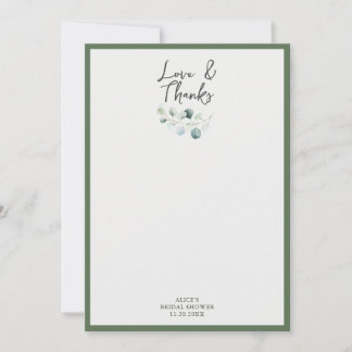 Carte De Remerciements Love et Remerciements Bridal Shower Greenery