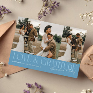 Carte De Remerciements Love & Gratitude Denim Bleu Mariage Multi Photo