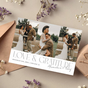 Carte De Remerciements Love & Gratitude Mariage Blanc Multi Photo