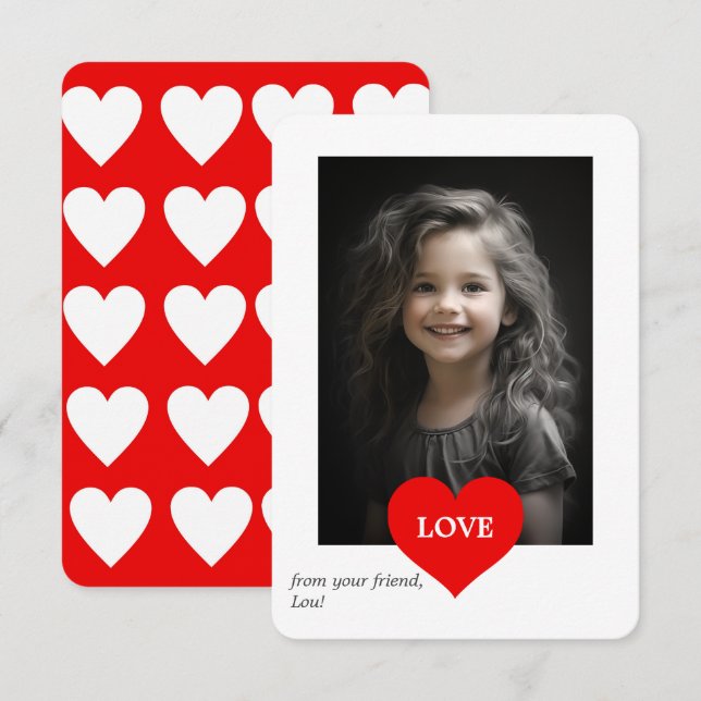 Carte De Remerciements Love Heart Classroom Photo Valentines Day (Devant / Derrière)