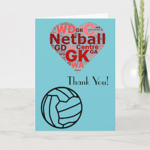 Carte De Remerciements Love Heart Design Netball