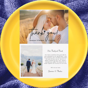Carte De Remerciements Love Heart Mariage Photo Chic Script Personnalisé