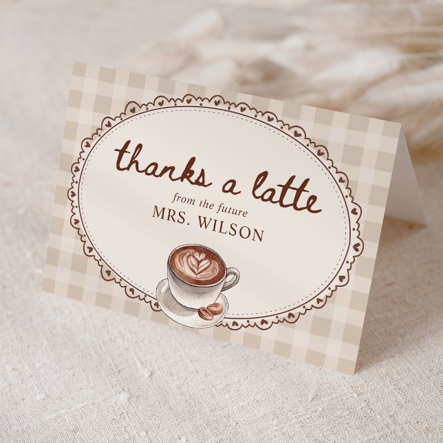 Carte De Remerciements Love is Brewing Gingham Coffee Bridal Shower (Créateur téléchargé)