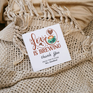 Carte De Remerciements Love Is Brewing Mariage Terracotta Café