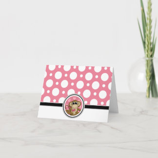 Carte De Remerciements Love Singe personnalisé Pink Polka Dot Card