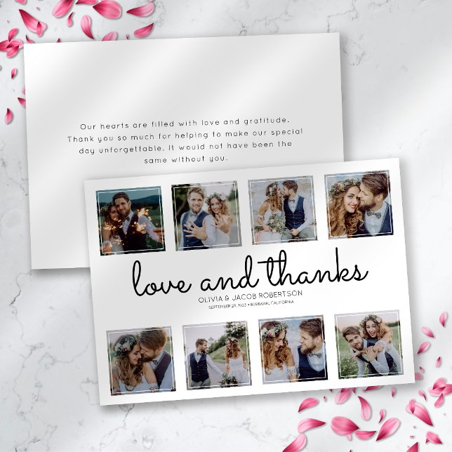 Carte De Remerciements Love & Thanks 8 Carré Photo Collage Mariage (Créateur téléchargé)