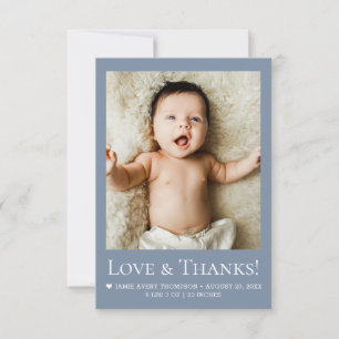 Carte De Remerciements Love & Thanks Dusty blue Photo de bébé petite tail