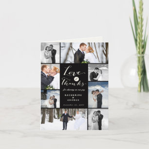 Carte De Remerciements Love & Thanks Modern Script 8 Multi Photo Mariage