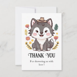 Carte De Remerciements Lovely Dreamy Wolf Baby shower