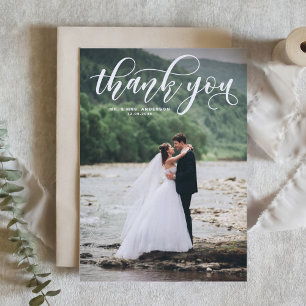 Carte De Remerciements Lovely Modern Calligraphy Photo Mariage Photo