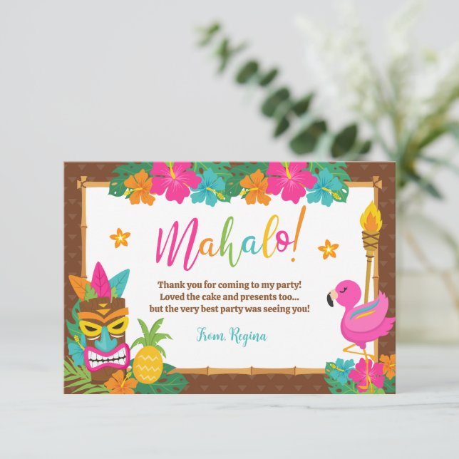 Carte De Remerciements Luau Tropical Hawaiian (Debout devant)