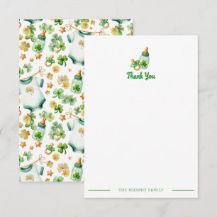 Carte De Remerciements Lucky Charm Baby shower Shamrock irlandais