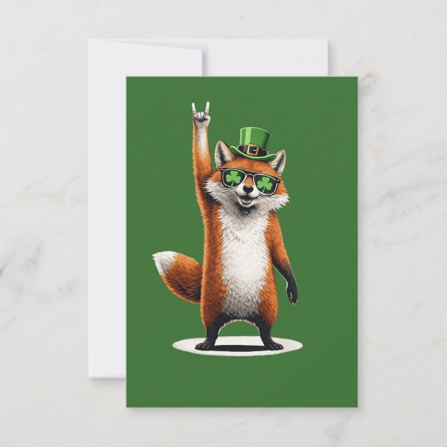 Carte De Remerciements Lucky Fox Shamrock Sunglasses St Patrick's day (Devant)