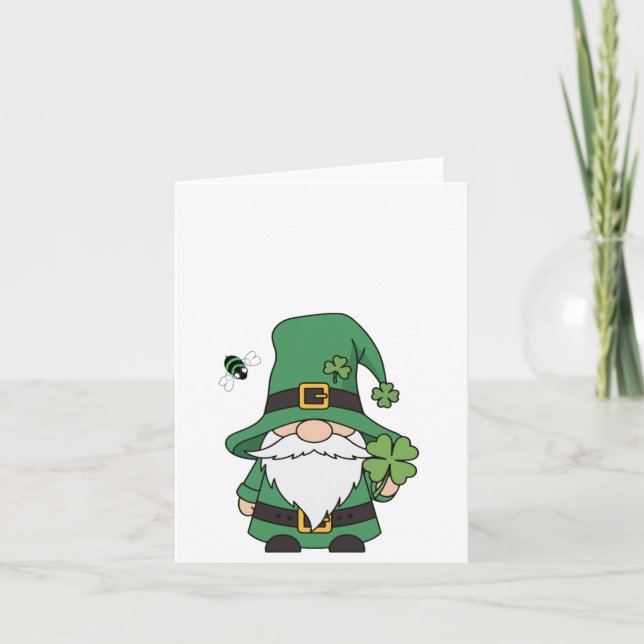 Carte De Remerciements Lucky Gnome with Clover (Devant)