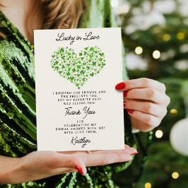 Carte De Remerciements Lucky In Love Fête des mariées de la Saint Patrick