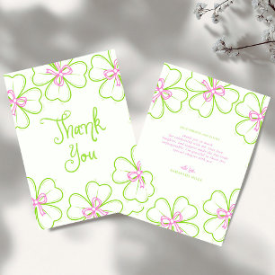 Carte De Remerciements Lucky in Love Réception de Mariage Rose Vert Trèfl