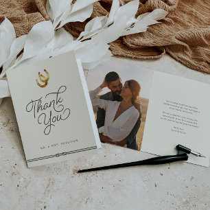 Carte De Remerciements Lucky in Love   Rustic Horseshoes photo Mariage