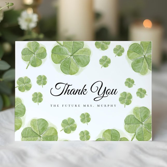 Carte De Remerciements Lucky in Love Shamrock Vert Lavage de Noces (Créateur téléchargé)