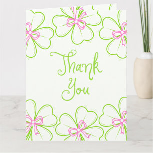 Carte De Remerciements Lucky in Love Shower de Mariée Rose Vert Trèfle