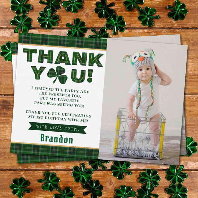 Carte De Remerciements Lucky Little Shamrock 1er anniversaire Photo (Créateur téléchargé)