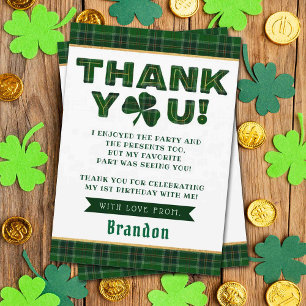 Carte De Remerciements Lucky Little Shamrock 1st Birthday