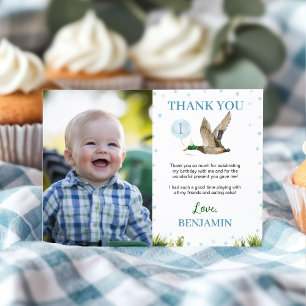 Carte De Remerciements Lucky Mallard Duck Boy Photo Anniversaire