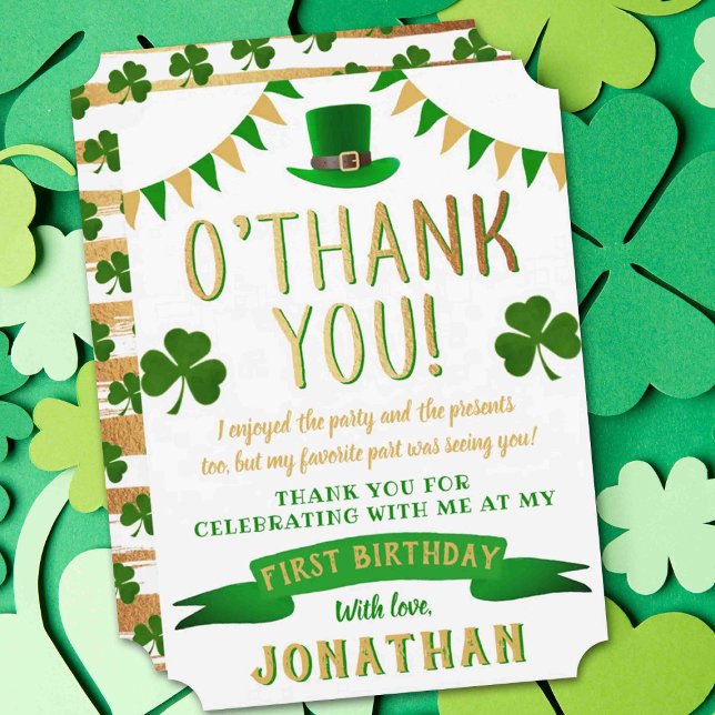 Carte De Remerciements Lucky One Chalkboard 1er anniversaire (Créateur téléchargé)