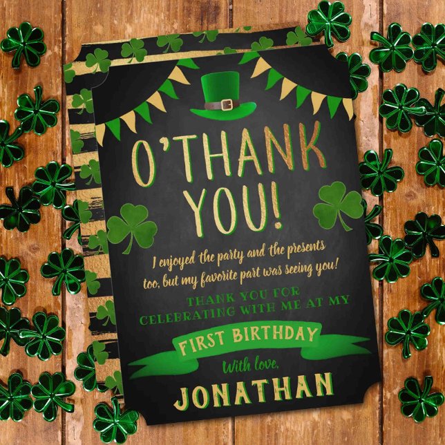 Carte De Remerciements Lucky One Chalkboard 1er anniversaire (Créateur téléchargé)