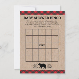 Carte De Remerciements Lumberjack Bear Kraft Baby shower Bingo Card