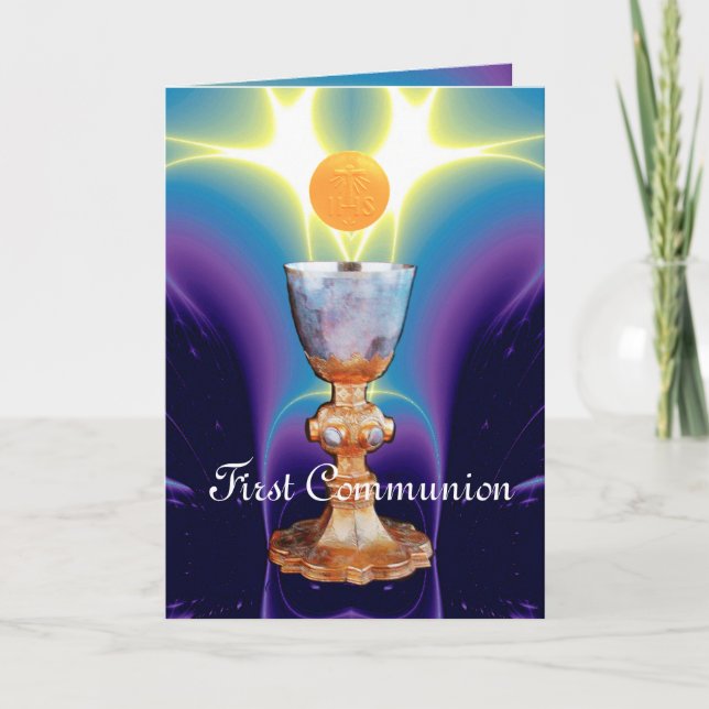 Carte De Remerciements LUMIÈRE SPIRITUELLE 1ère Communion sainte / Christ (Devant)