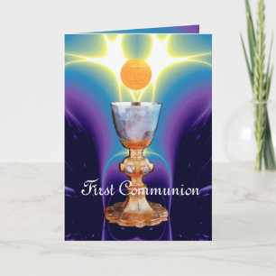 Carte De Remerciements LUMIÈRE SPIRITUELLE 1ère Communion sainte / Christ
