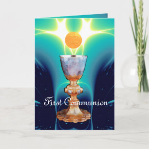 Carte De Remerciements LUMIÈRE SPIRITUELLE 1ère Communion sainte / Christ