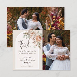 Carte De Remerciements Lumière Terre Tone Rustique Boho Floral Mariage Ph