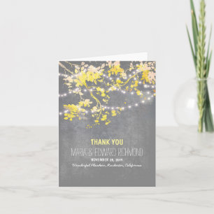 Carte De Remerciements lumières de chaîne romantiques branches mariage me