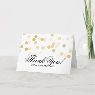Carte De Remerciements Lumières de la Parties scintillant Gold Foil "Merc