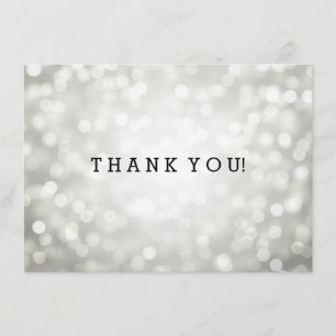 Carte De Remerciements Lumières de parties scintillantes d'argent de note