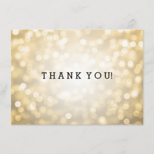 Carte De Remerciements Lumières de parties scintillantes d'or de note de