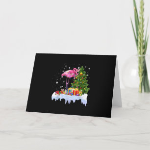 Carte De Remerciements Lumières des arbres de Noël Flamant rose