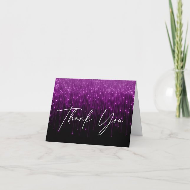 Carte De Remerciements Lumières violettes Black Sweet 16 (Devant)